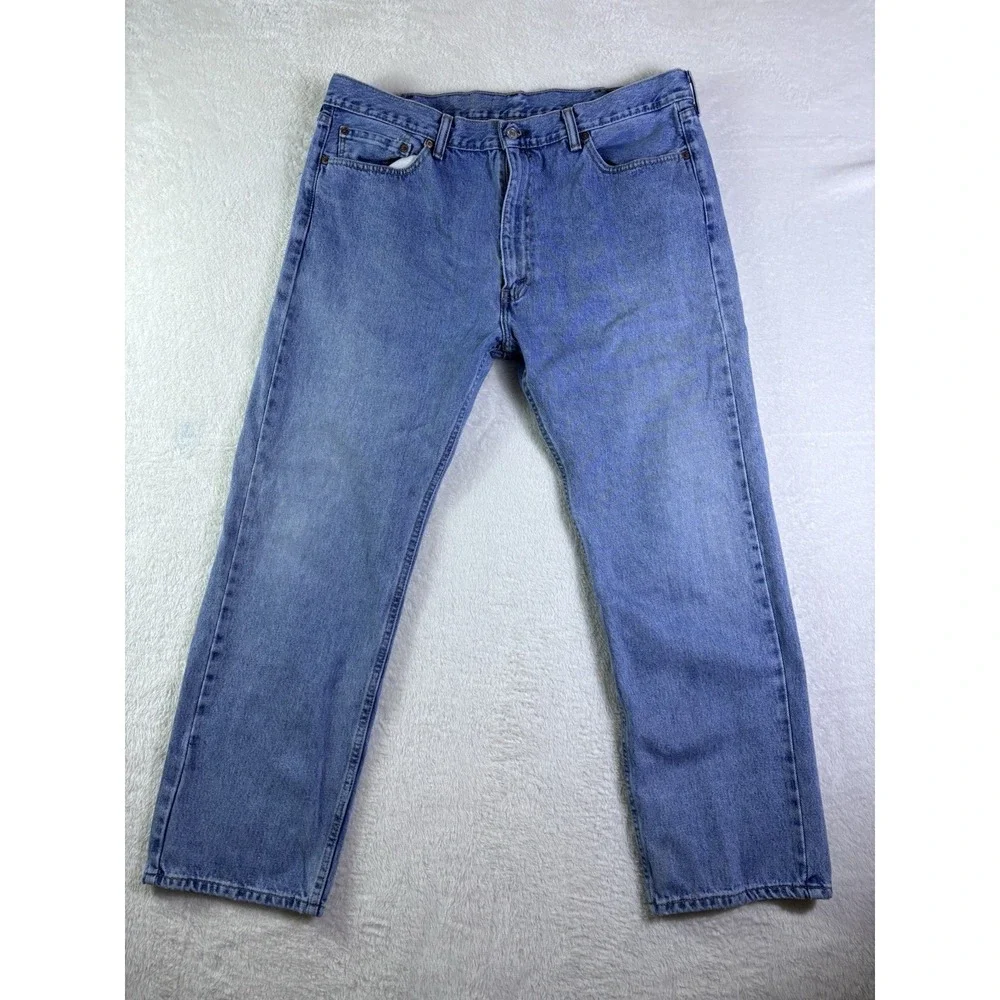 Levi's 505 Jeans Mens 40x30 Blue Denim Medium Wash Straight Leg Regular Fit